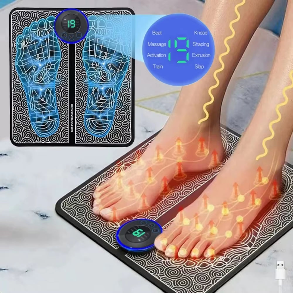 EMS Foot Massager with Remote Control Relaxation Pads Electric Massag Tool to Relieve Sore Feet Cramps Ankle Sprain Swollen Feet