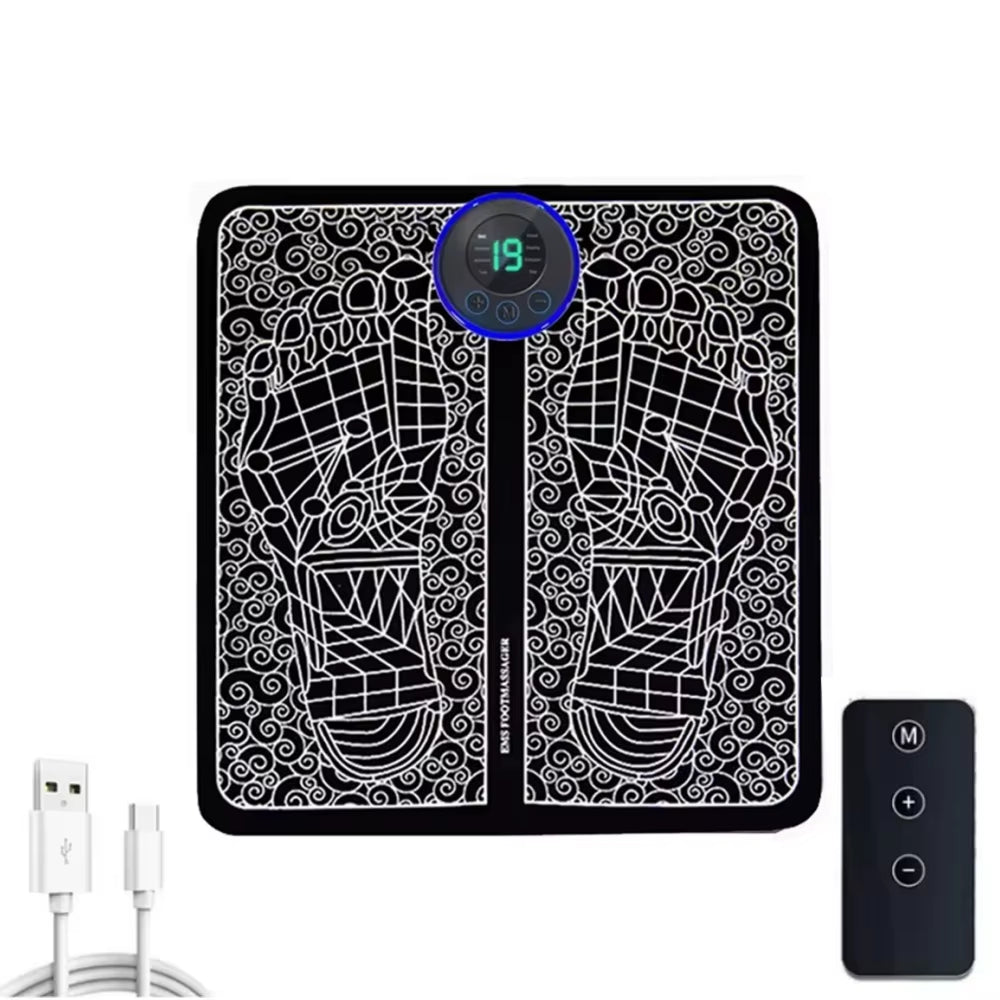 EMS Foot Massager with Remote Control Relaxation Pads Electric Massag Tool to Relieve Sore Feet Cramps Ankle Sprain Swollen Feet