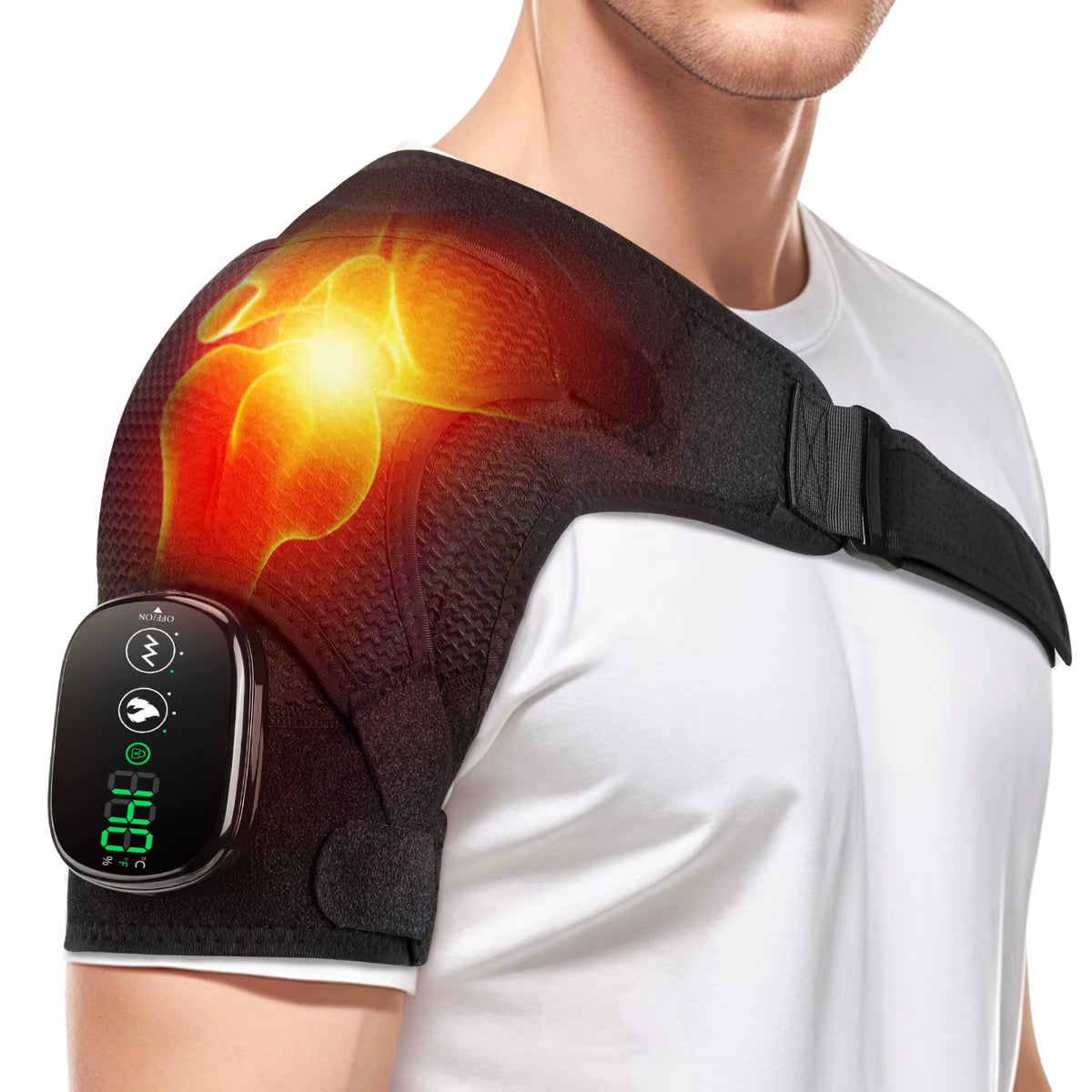 Electric Heating Shoulder Brace LED Display Vibration Shoulder Massage Support Belt Strap for Joint Brace Care Muscle Relaxation