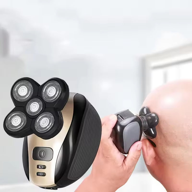 2025New Model Waterproof Rotary Razor Beard Clipper Hair Trimmer Face 5 Headed Electric Shaver Razor Rechargeable Male