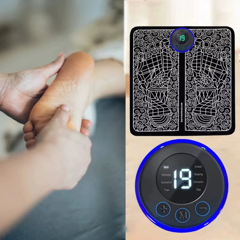 EMS Foot Massager with Remote Control Relaxation Pads Electric Massag Tool to Relieve Sore Feet Cramps Ankle Sprain Swollen Feet
