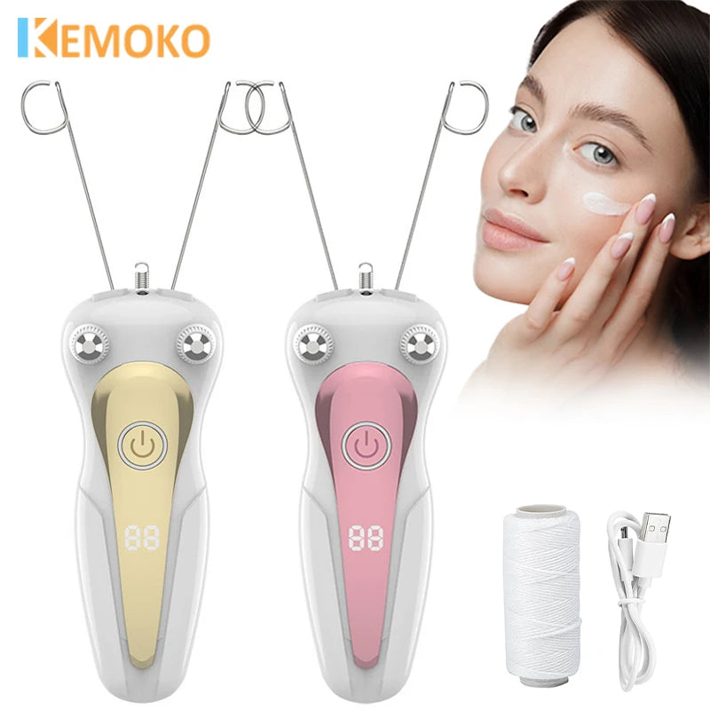 Mini Electric Hair Remover Facial Hair Removal Defeatherer Women Beauty Epilator Body Arm Cotton Thread Depilator LCD Display
