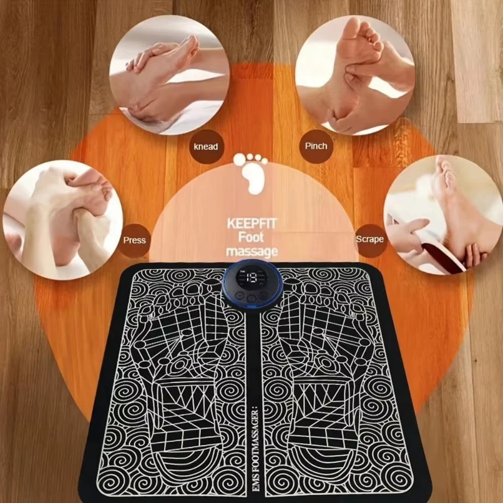EMS Foot Massager with Remote Control Relaxation Pads Electric Massag Tool to Relieve Sore Feet Cramps Ankle Sprain Swollen Feet