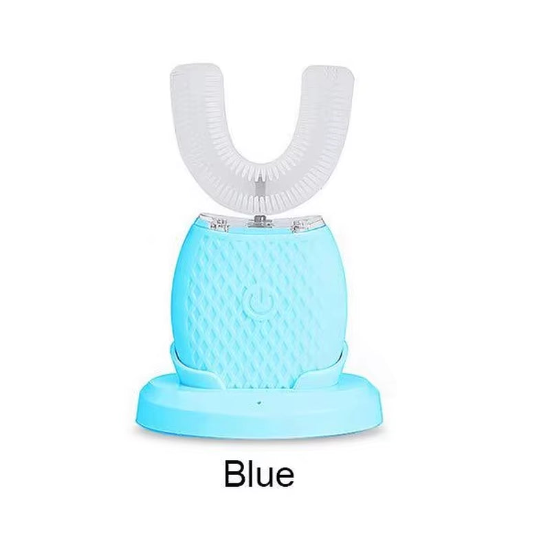 U Shape Sonic Electric Toothbrush 360 Degree Mouth Cleansing Automatic Silicone Toothbrush Cold Blue Light Teeth Whitening Brush
