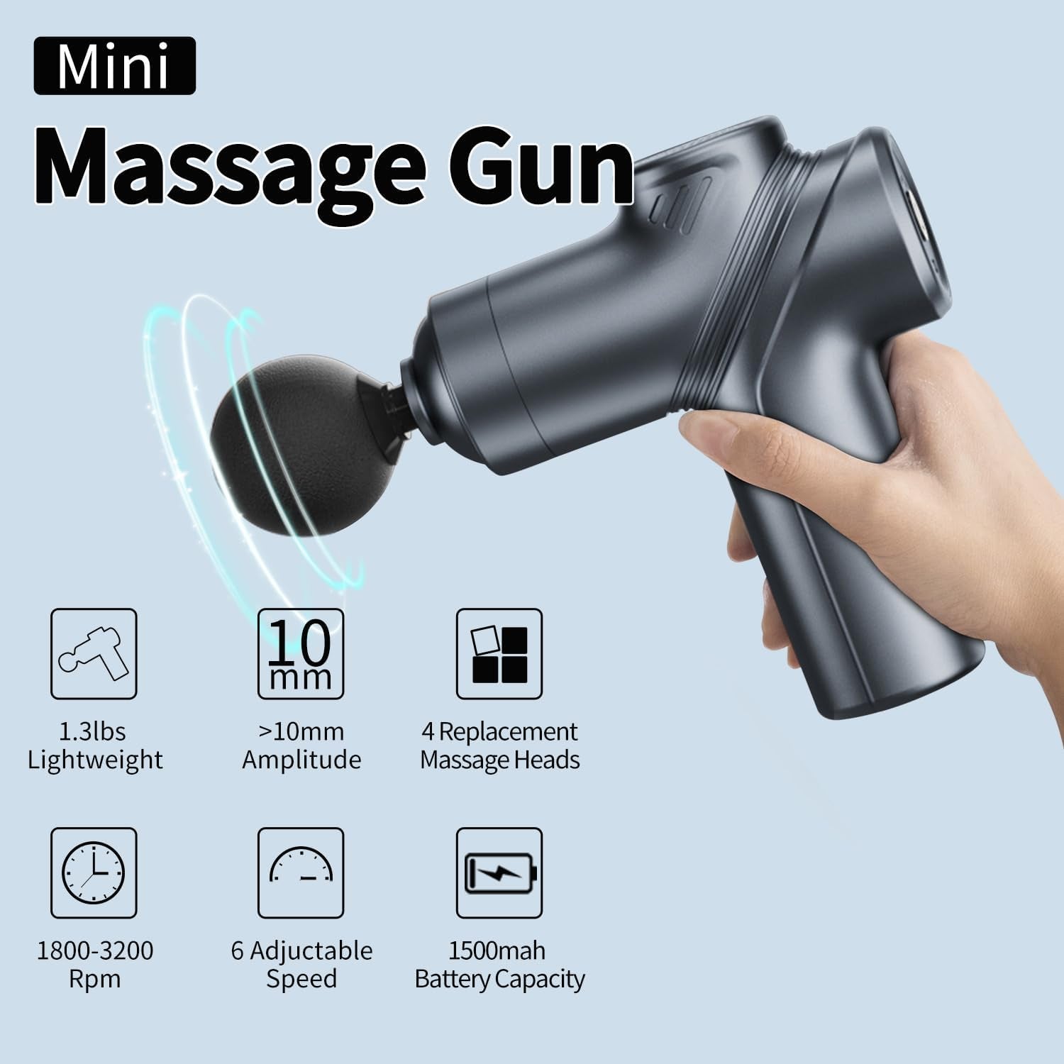 Massage Gun Deep Tissue Mini Muscle Massager for Pain Relief, Blue