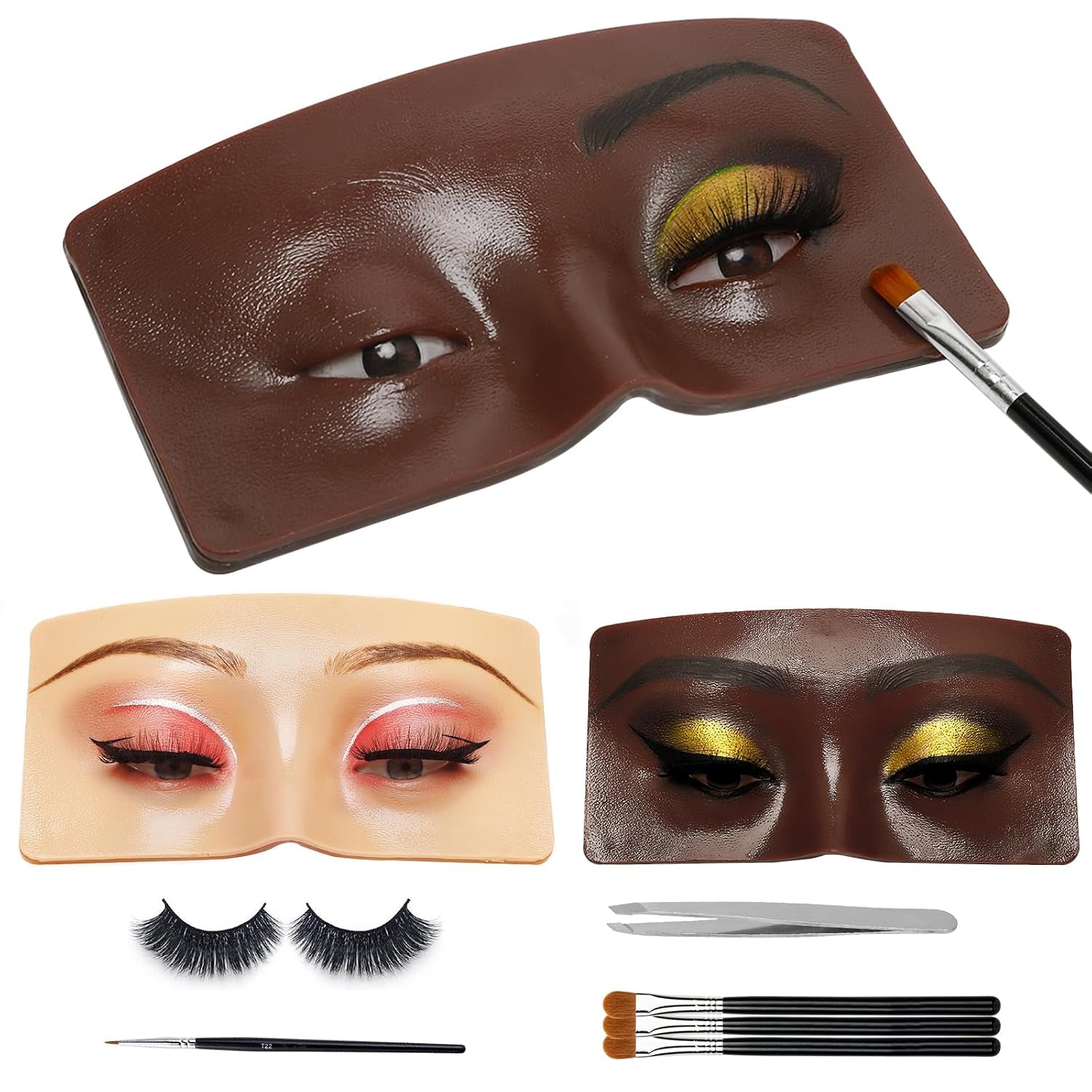 3D Eye Makeup Practice Board，Silicone Face Mannequin