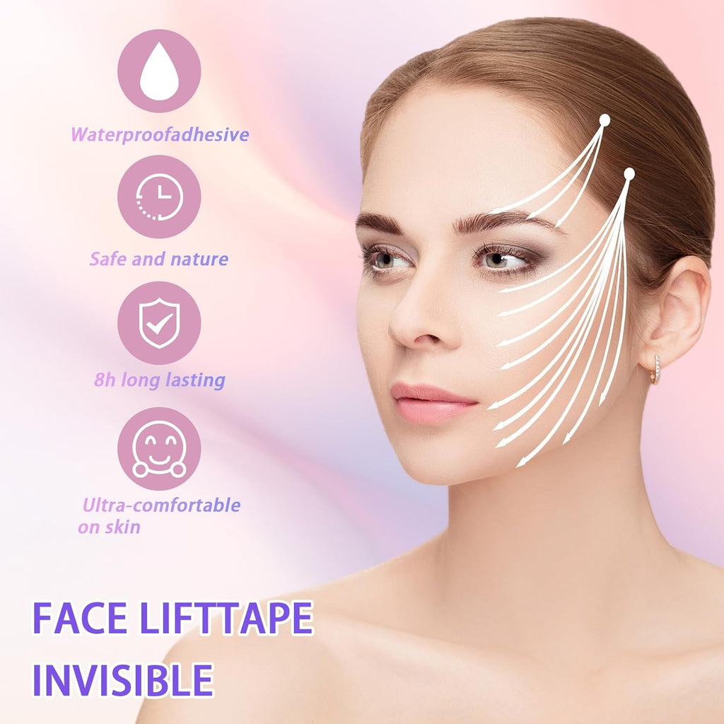 120PCS Face Tape Invisible, Beauty Skin Tightening Neck Jowls Double Chin Tape, Sagging Skin Face Tape Eyelid Strips Neck Wrinkle Patches Create Shape V Face
