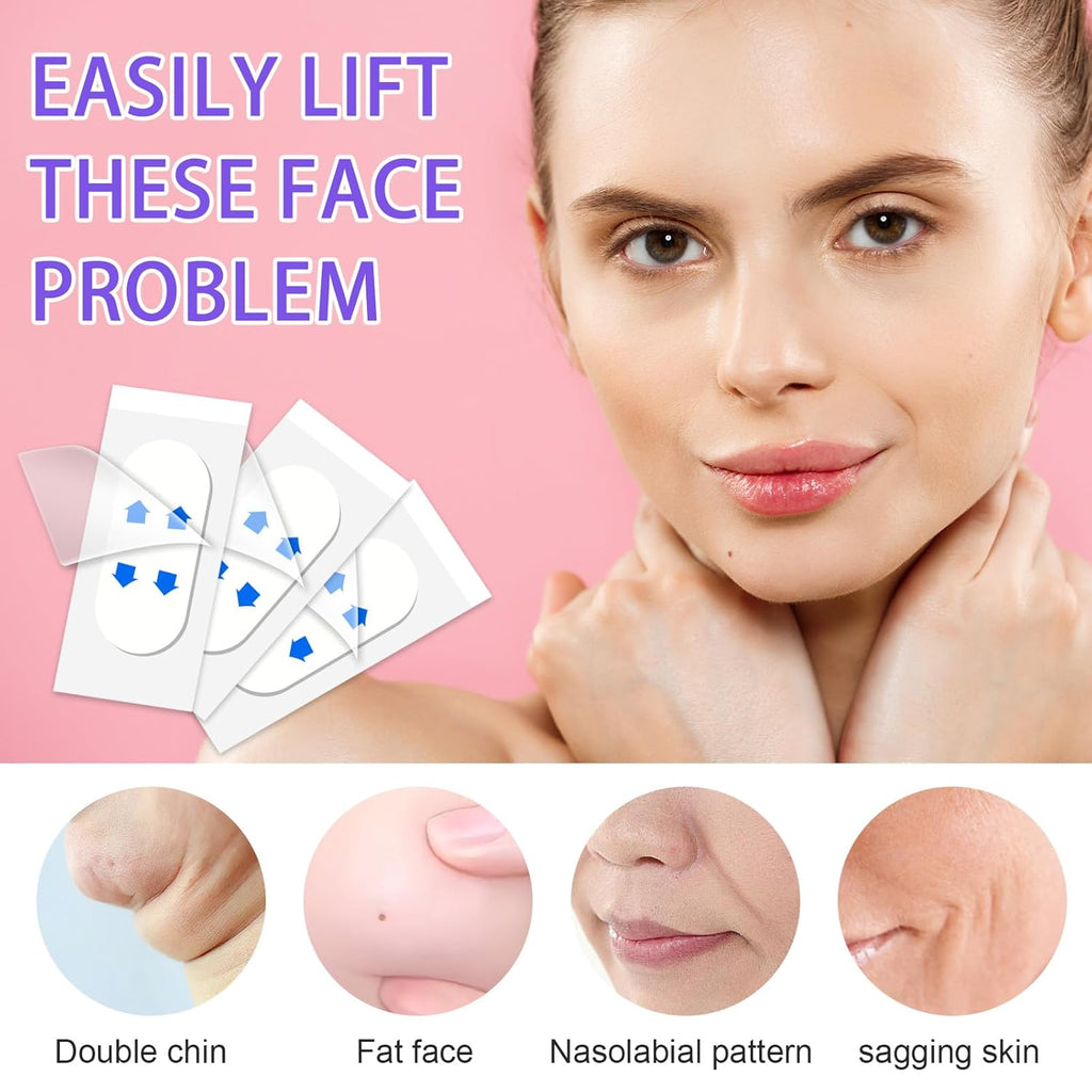 120PCS Face Tape Invisible, Beauty Skin Tightening Neck Jowls Double Chin Tape, Sagging Skin Face Tape Eyelid Strips Neck Wrinkle Patches Create Shape V Face