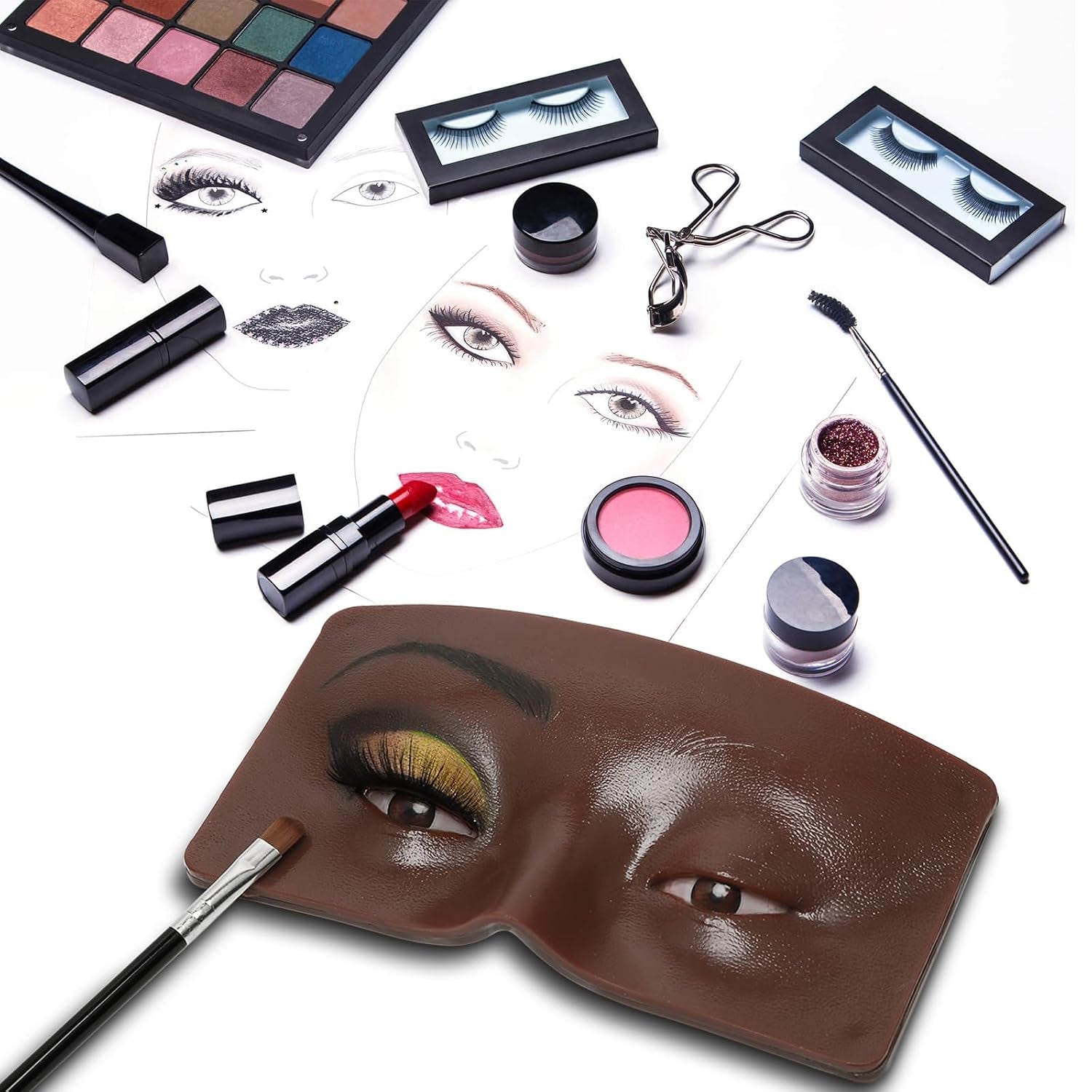 3D Eye Makeup Practice Board，Silicone Face Mannequin